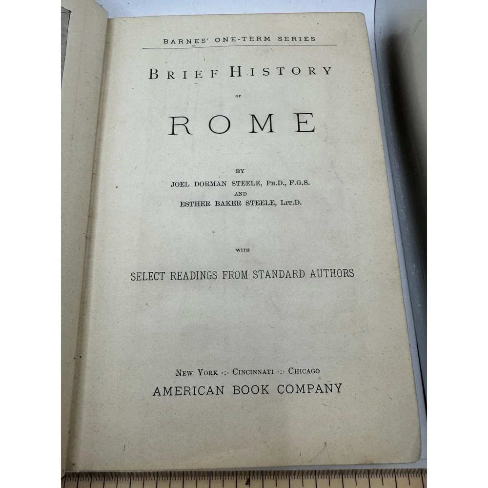 Barnes Historical Series - Brief History Of Rome 1885 Antique With Maps HC